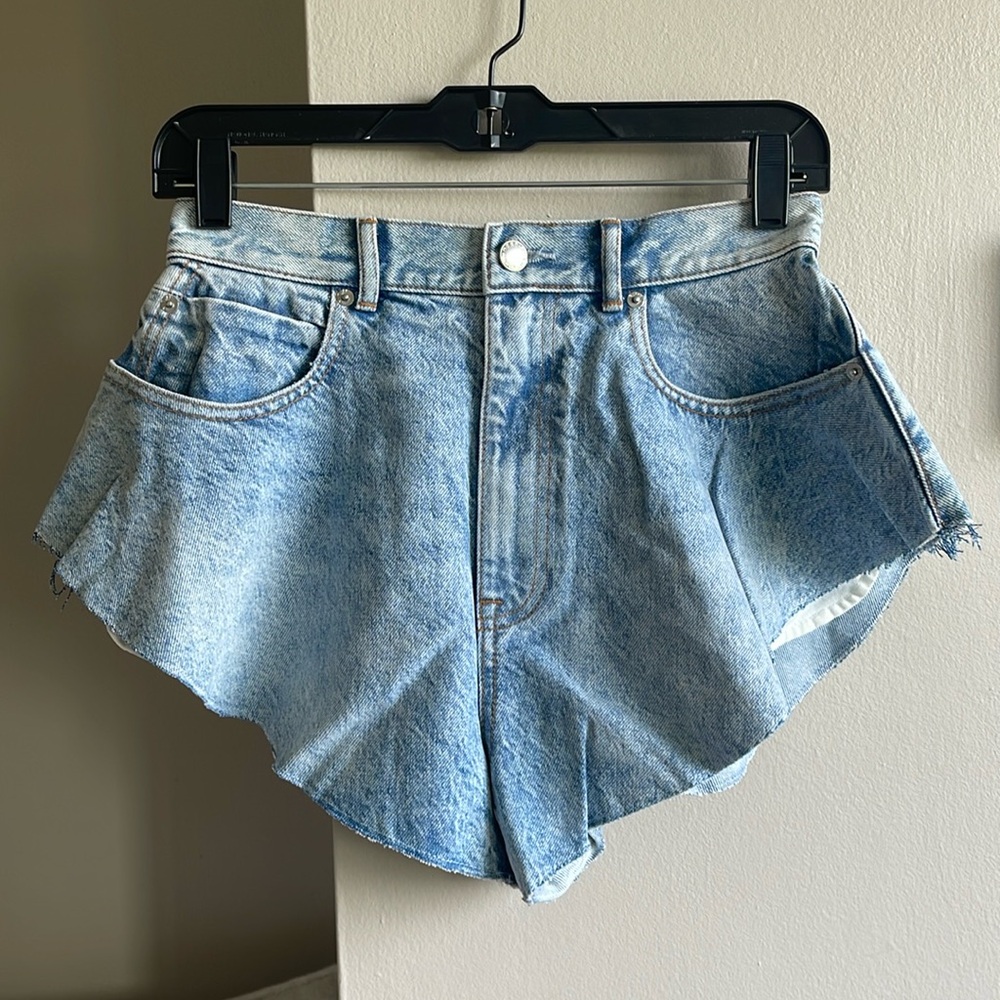 Alexander Wang fluted ruffled denim shorts